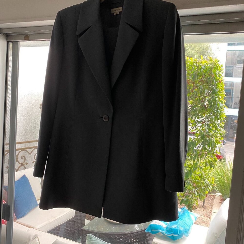 Greta Garbo Signature 100% Virgin Wool Women' Suit. Made in Italy. Blue/Grey
